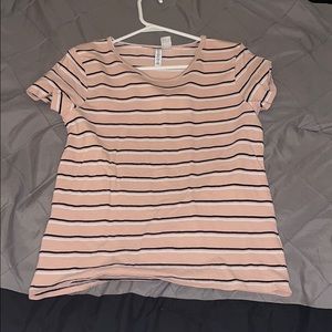 Salmon colored top with stripes